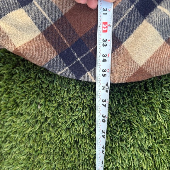 Ebossy Plaid A Line Midi Skirt Women's XL Wool Blend Lined Brown Blue Beige - Picture 6 of 6